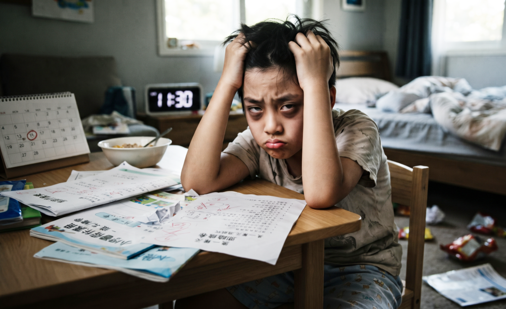 暑假作息一亂,孩子情緒像炸彈? 2 暑假期間孩子作息大亂、坐在桌前抓頭、情緒煩躁,寫作業拖延分心
