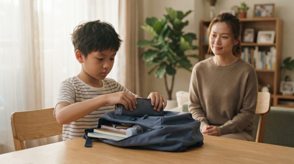 國小男孩獨力完成開學準備，練習任務啟動與自我監控等執行功能